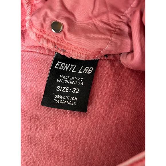 ESNTL LAB Men’s Cargo Pockets Fitted Pink Draw-String Hem Stacked Jeans Size 32 - Picture 4 of 4